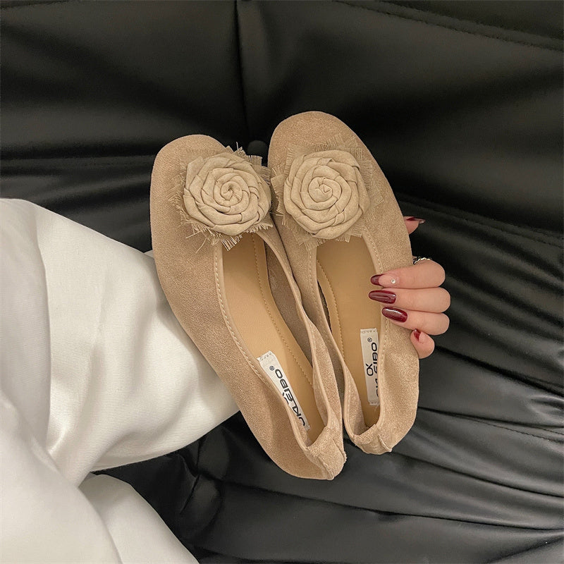 Damen Ballerinas mit zierlicher Blumenapplikation und weichem Veloursleder Heidi Mode - Image 6