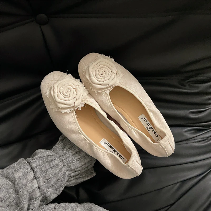 Damen Ballerinas mit zierlicher Blumenapplikation und weichem Veloursleder Heidi Mode - Image 8