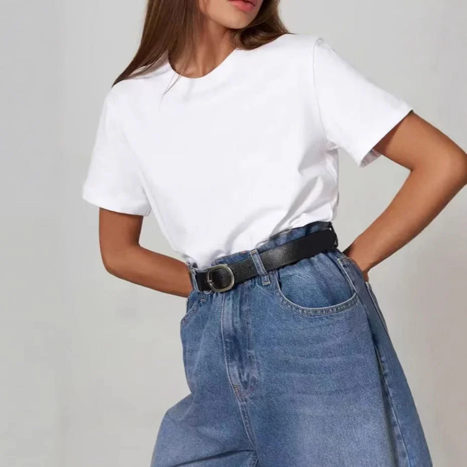 Damen Basic T-Shirt mit Hochwertiger Baumwollqualität und Lässigem Schnitt Heidi-Mode - Image 4