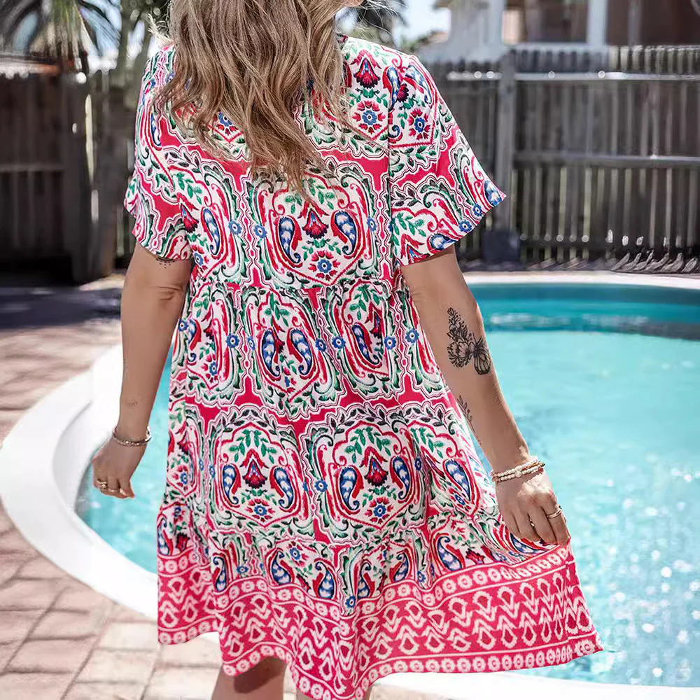Damen Baumwollkleid mit Boho-Inspiriertem Muster Heidi-Mode - Image 4