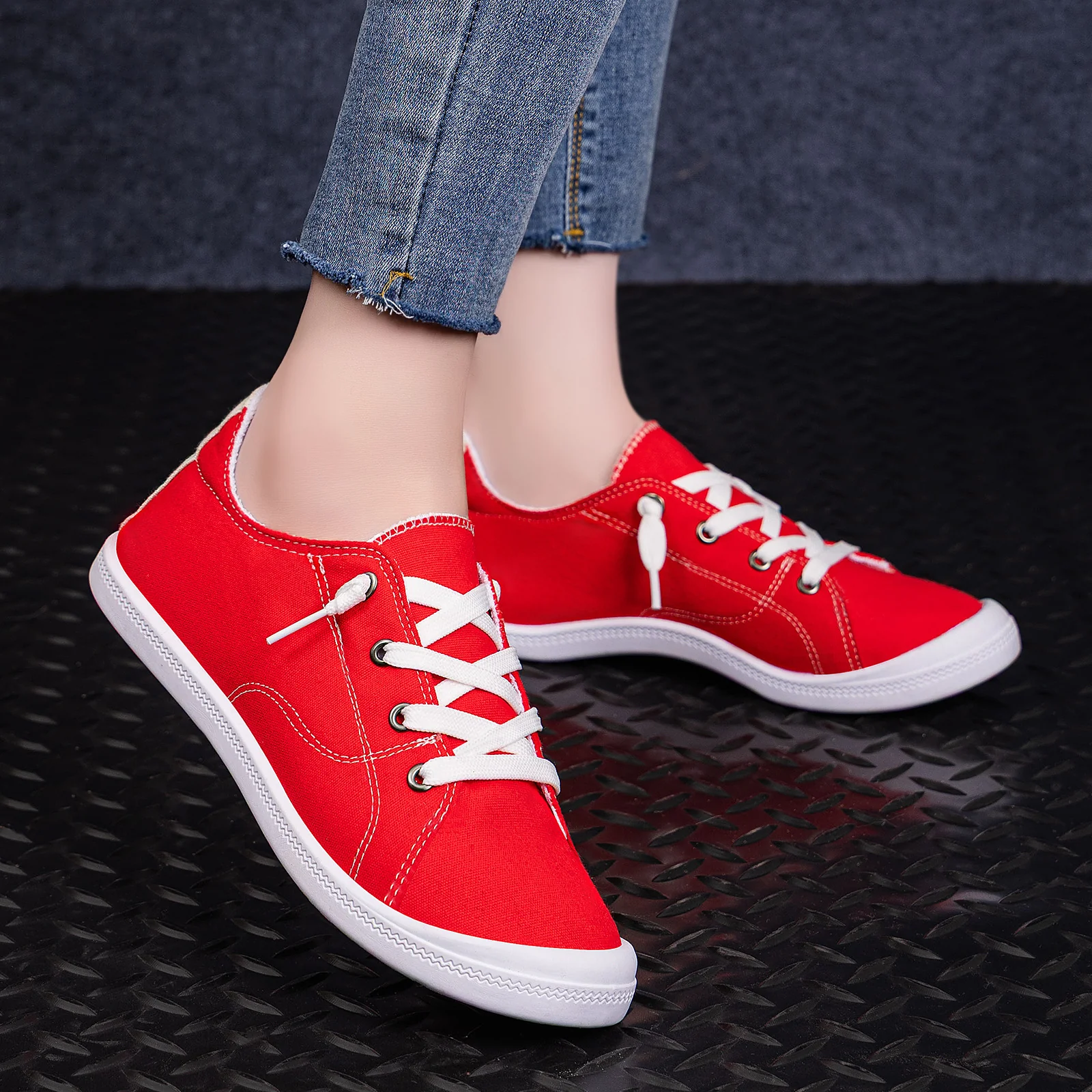 Damen Bequeme Canvas Sneakers mit atmungsaktiver Innensohle Heidi Mode - Image 3
