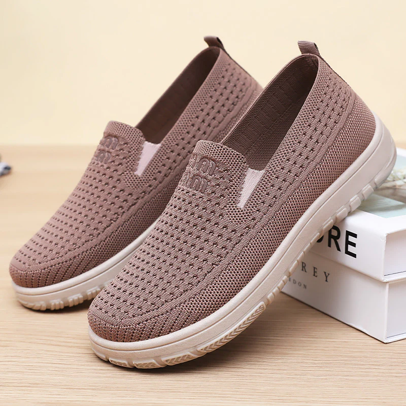 Damen Bequeme Komfort-Sneakers mit atmungsaktivem Strickdesign Heidi Mode