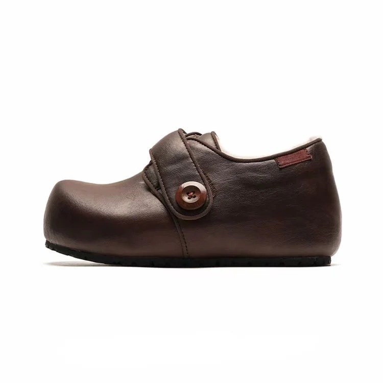 Damen Bequeme Lederschuhe mit modischer Knopfdetail Heidi Mode - Image 9