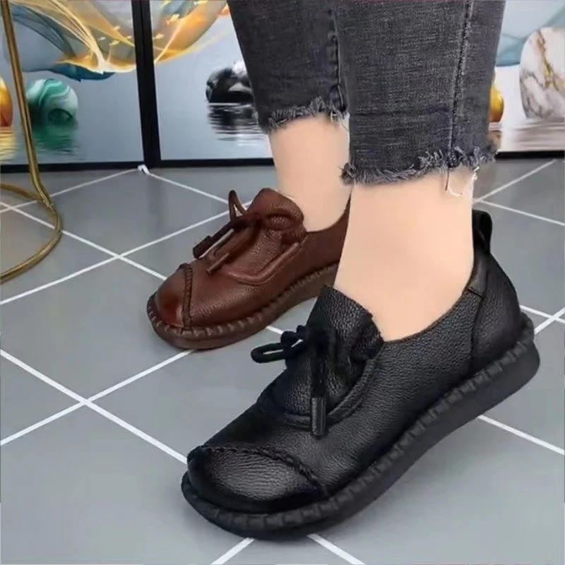 Damen Bequeme Mokassins mit Kunstleder und individueller Schnürung Heidi Mode - Image 6