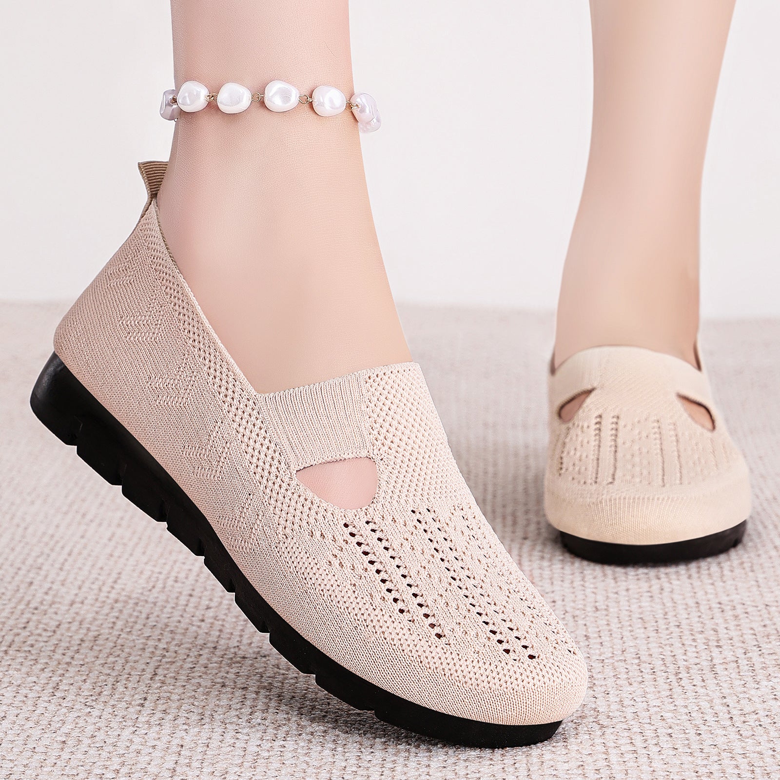 Damen Bequeme Slip-On Freizeitschuhe mit atmungsaktivem Strickdesign Heidi Mode - Image 3