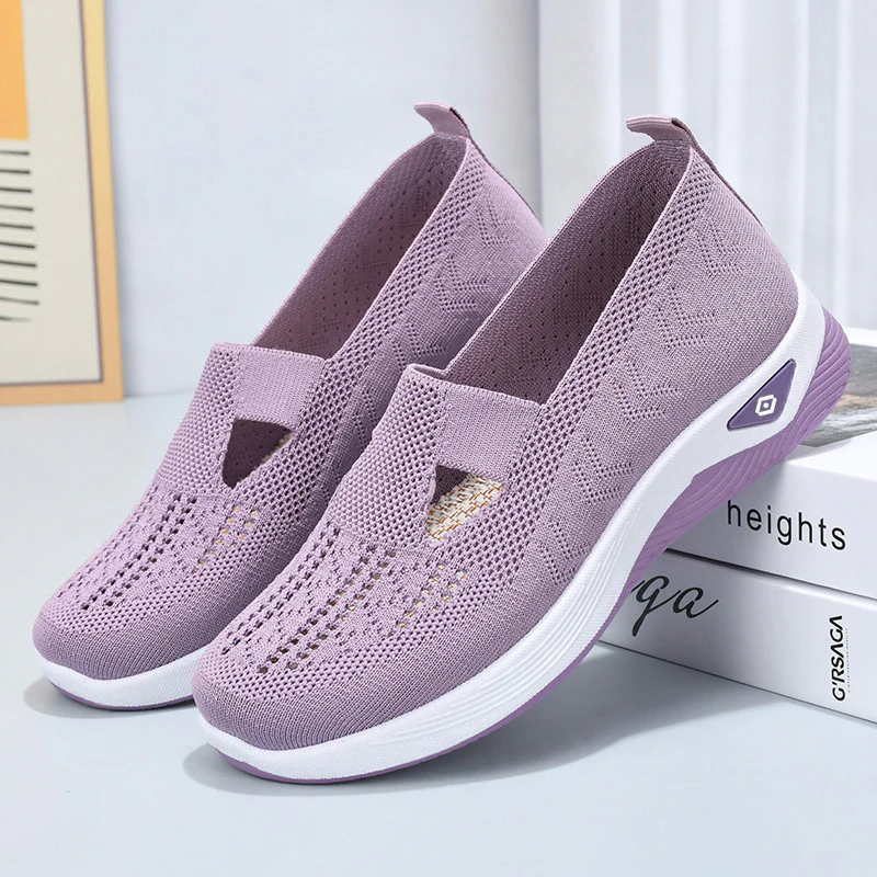 Damen Bequeme Slip-On Freizeitschuhe mit atmungsaktivem Strickoberteil Heidi Mode - Image 3