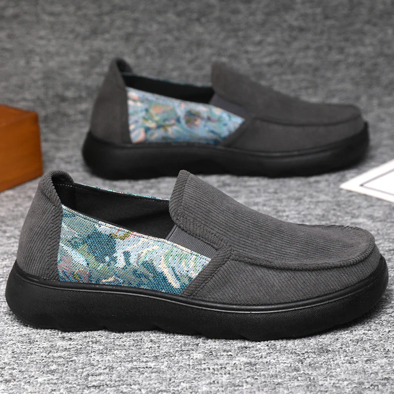 Damen Bequeme Slip-On Schuhe mit floralem Stoffeinsatz Heidi Mode