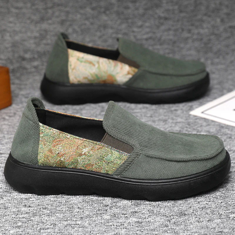 Damen Bequeme Slip-On Schuhe mit floralem Stoffeinsatz Heidi Mode - Image 3