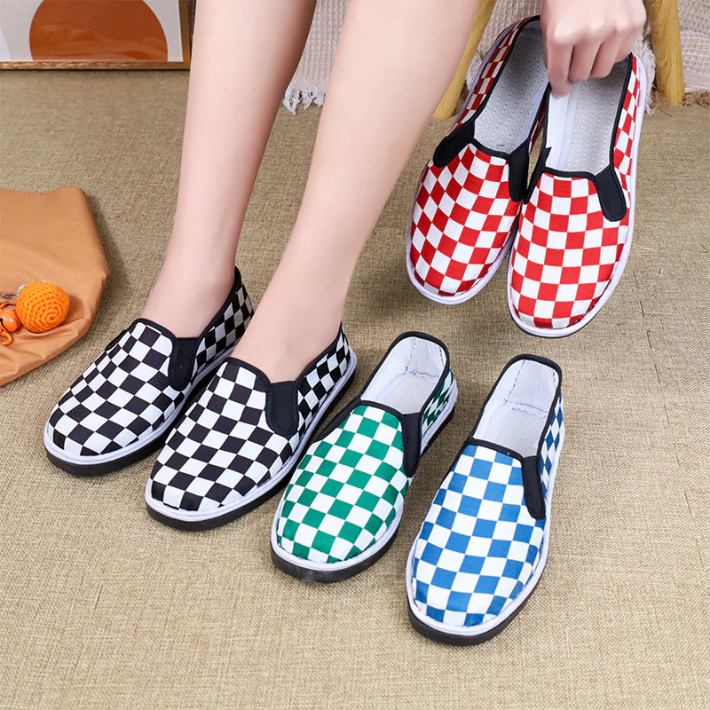 Damen Bequeme Slip-On Schuhe mit kariertem Design Heidi Mode