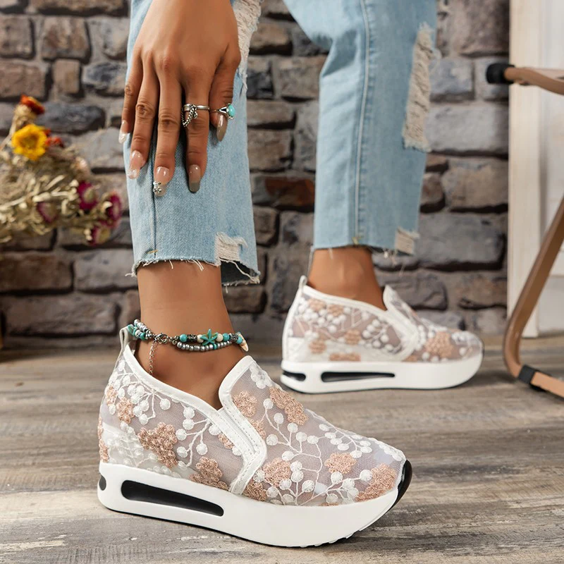 Damen Bequeme Slip-On Sneaker mit glitzerndem Design und atmungsaktiver Oberflächenstruktur Heidi Mode - Image 3
