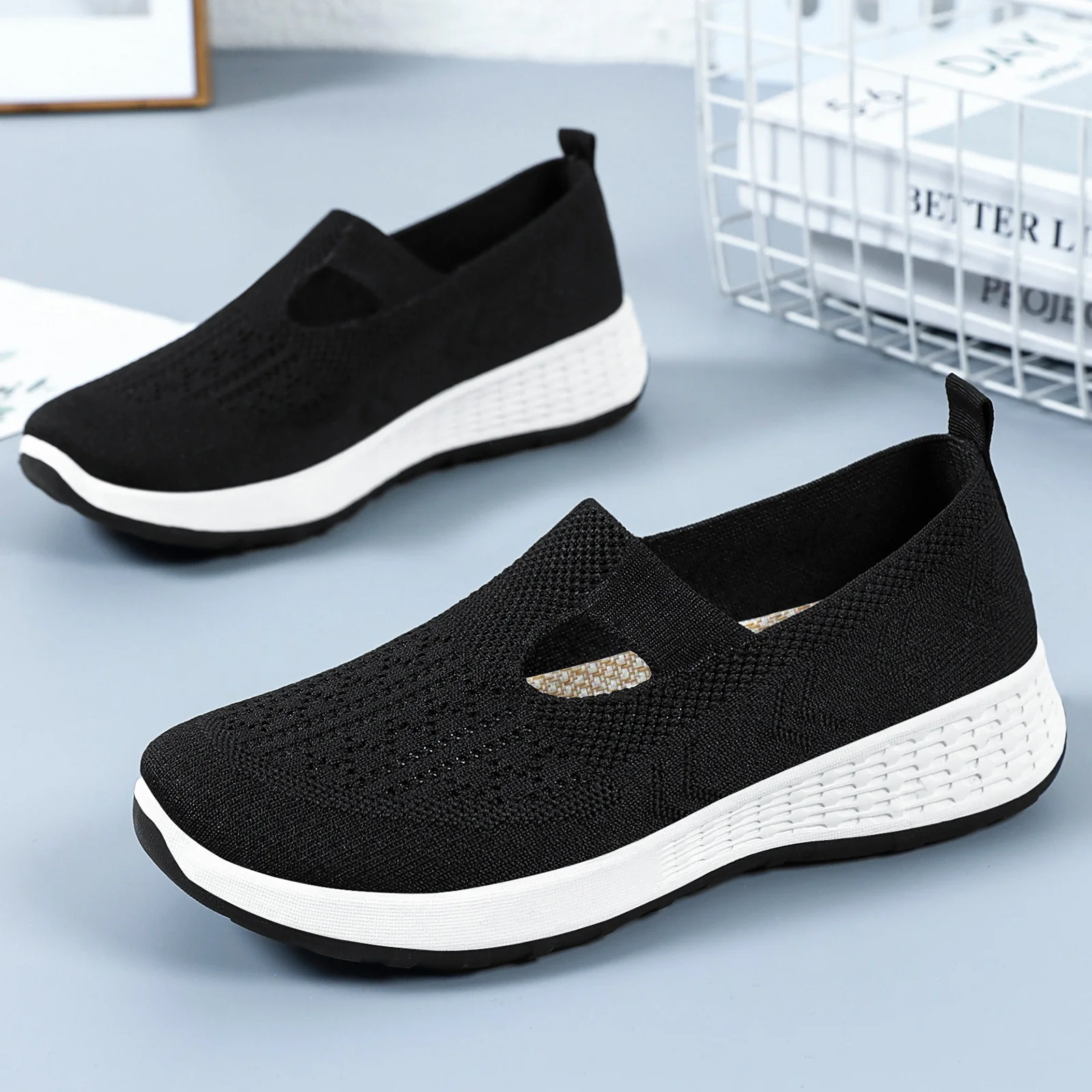 Damen Bequeme Slip-On Sneakers mit atmungsaktivem Strickoberteil Heidi Mode - Image 2
