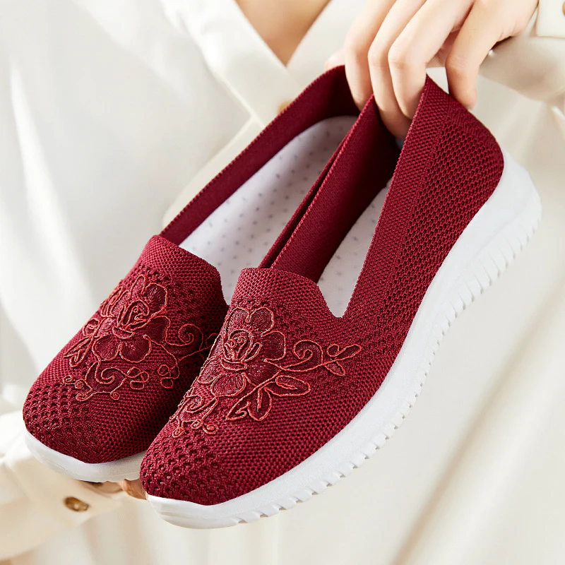 Damen Bequeme Slip-On Sneakers mit dekorativem Blumenmuster Heidi Mode - Image 4
