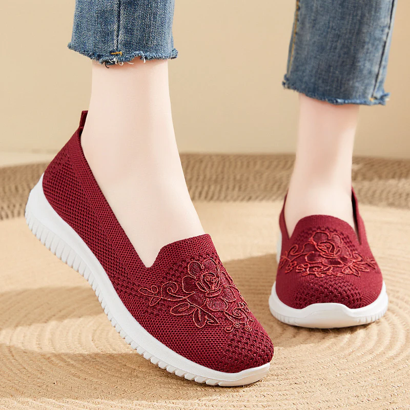 Damen Bequeme Slip-On Sneakers mit floralen Stickereien Heidi Mode - Image 2