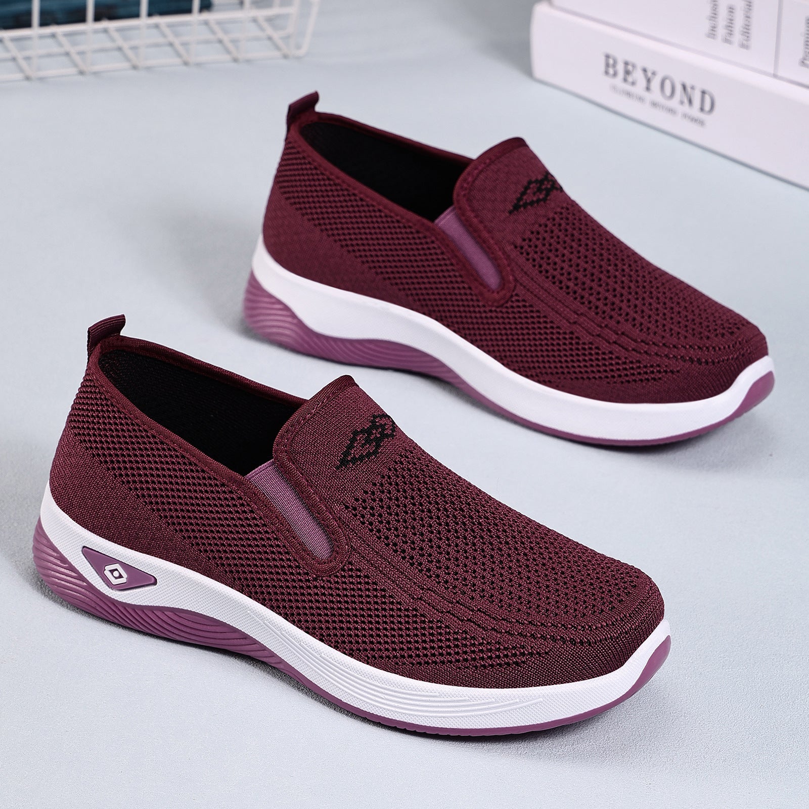 Damen Bequeme Slip-On Sportschuhe mit atmungsaktivem Netzdesign Heidi Mode