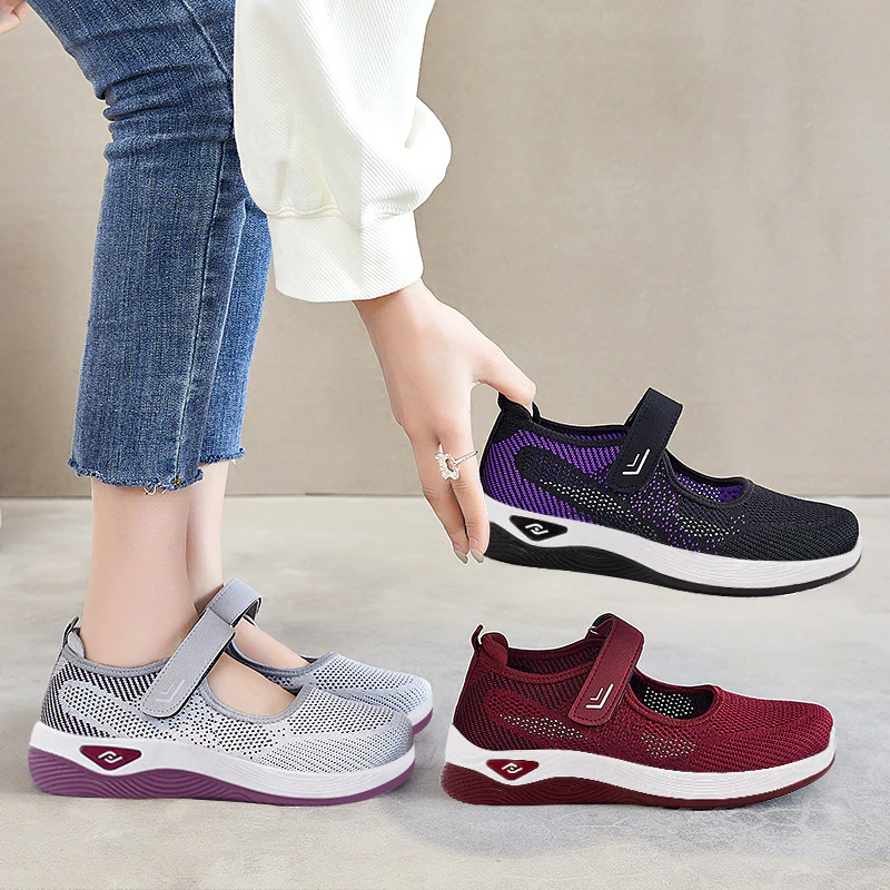 Damen Bequeme Sport-Sneaker mit verstellbarem Klettverschluss und atmungsaktivem Mesh-Obermaterial Heidi Mode - Image 3