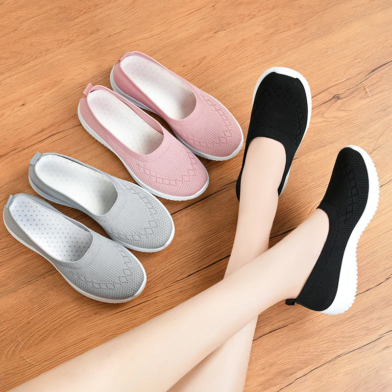 Damen Bequeme und luftige Slip-On Sneakers mit flexiblem Strickoberteil Heidi Mode - Image 3