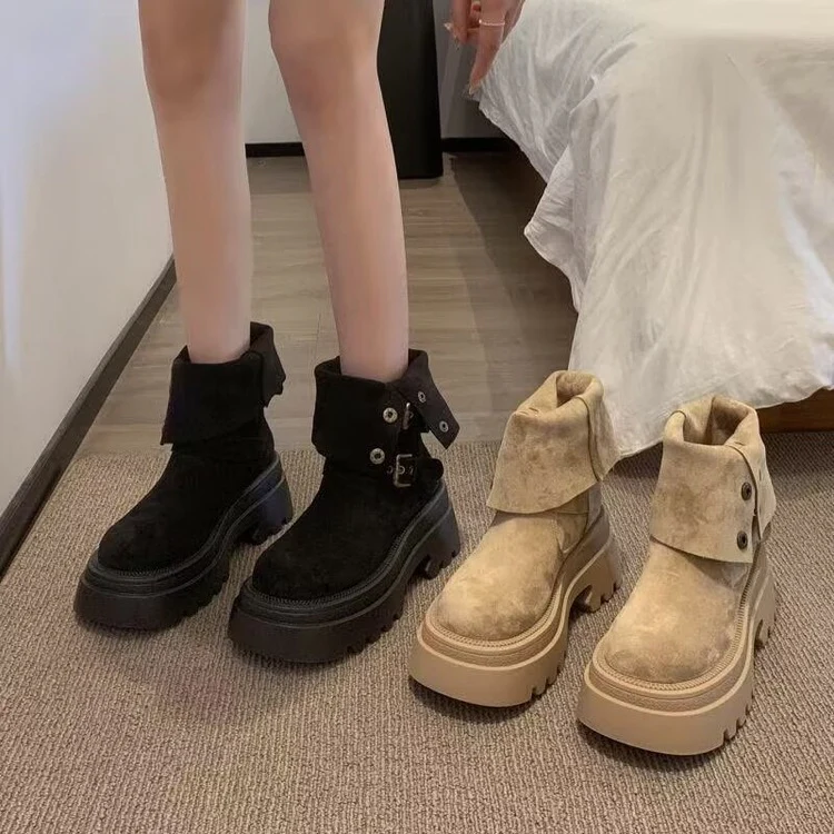 Damen Bequeme und modische Chunky Stiefeletten mit Schnalle und Profilsohle Heidi Mode - Image 4