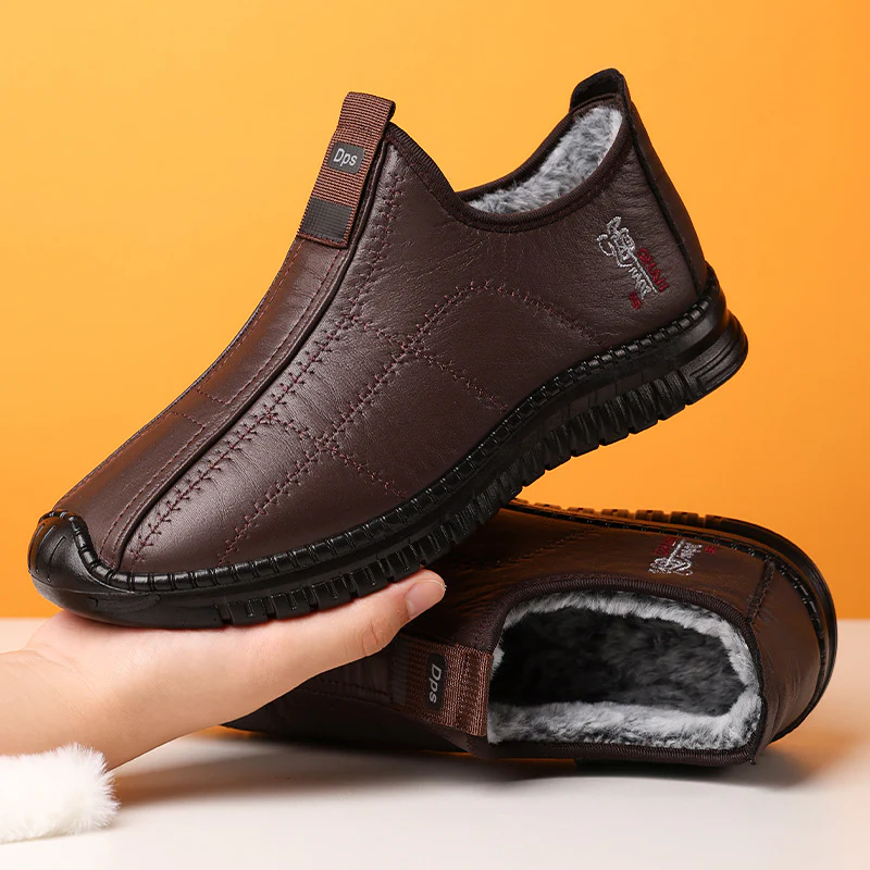 Damen Bequeme und warme Lederhausschuhe mit rutschfester Sohle Heidi Mode