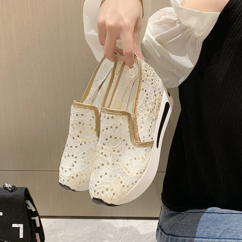 Damen Bequeme Wedge-Sneaker mit modischem Lattice-Design Heidi Mode - Image 2