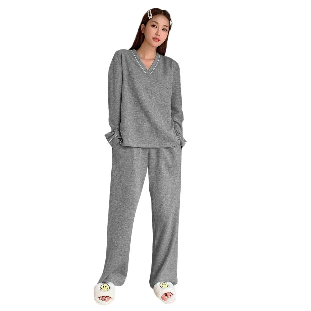 Damen Bequemes Lounge-Set Aus Weichem Material mit V-Ausschnitt und Elastischen Bündchen Heidi-Mode - Image 5