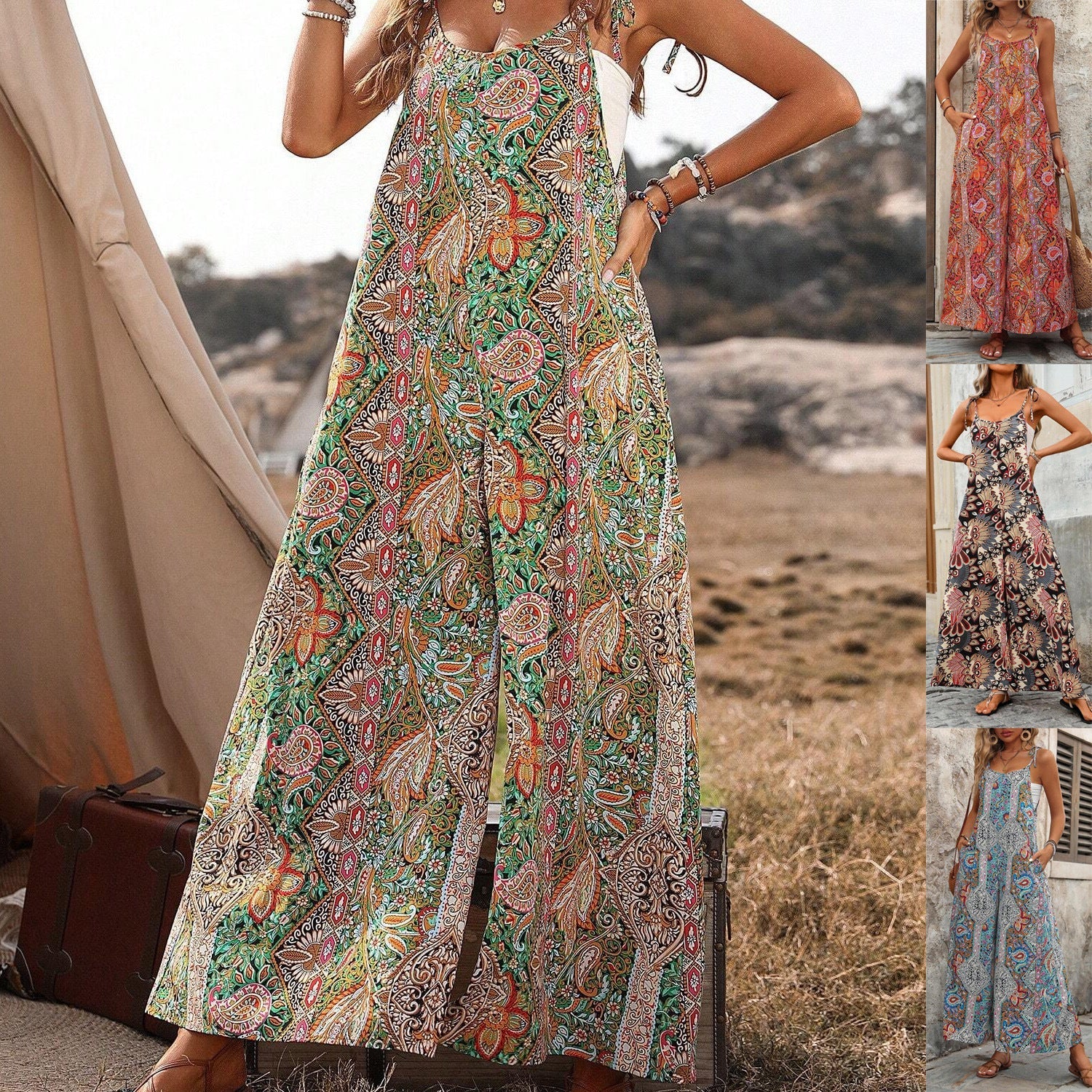 Damen Bequemes Maxikleid mit Auffälligem Muster Heidi-Mode