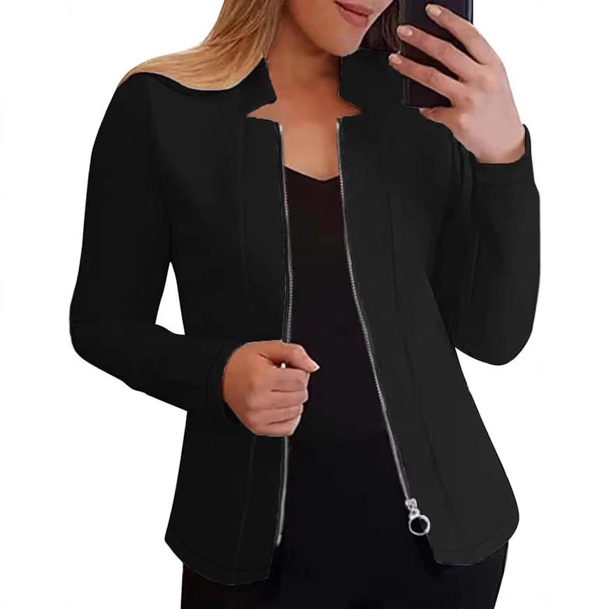Damen Bikerjacke mit innovativem Schnitt und praktischen Reißverschlussdetails Heidi-Mode - Image 4
