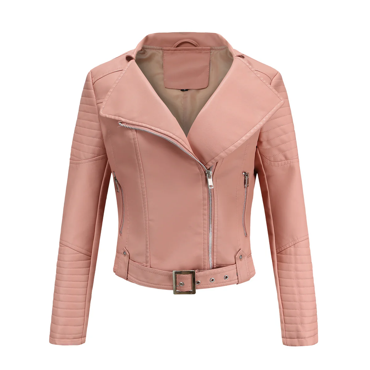 Übergangsjacke Damen schwarz im Biker-Design tailliert - Image 3