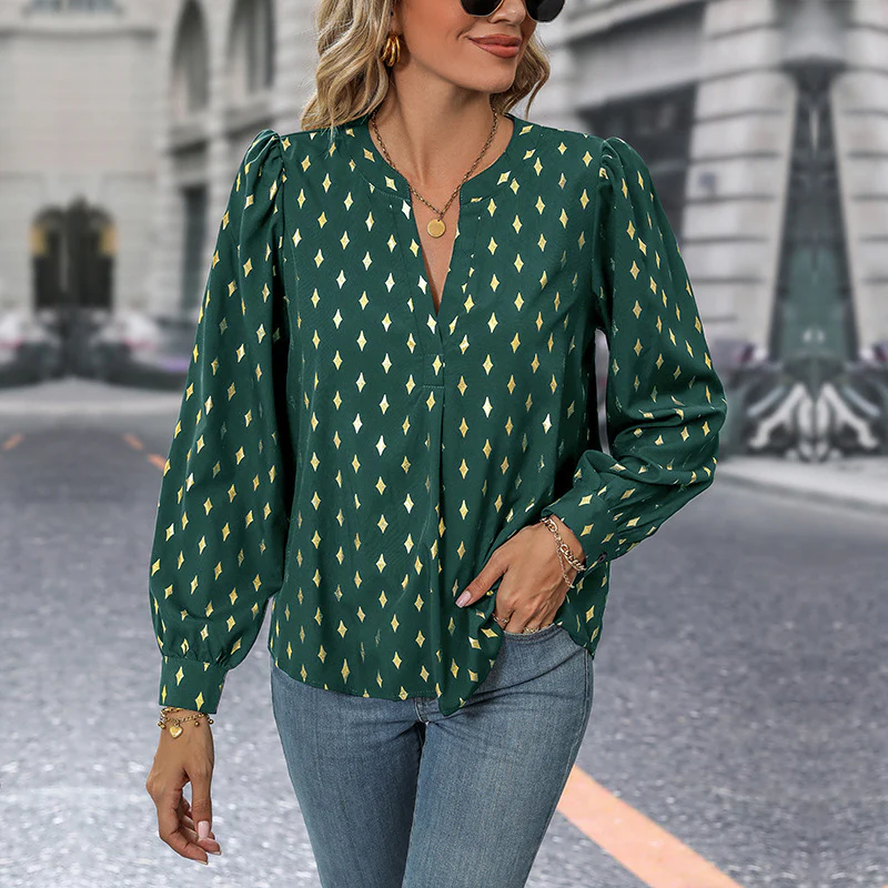 Damen Bluse mit auffälligem Diamantmuster Heidi-Mode - Image 8