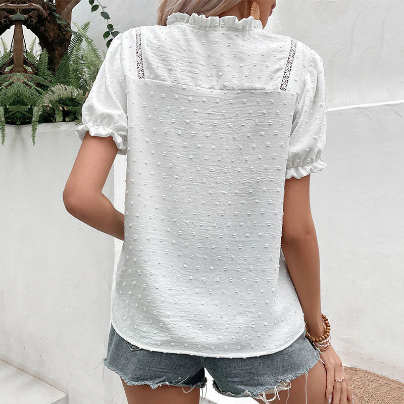 Damen Bluse mit Dekorativem Spitzenbesatz und Knopfdetails Heidi-Mode - Image 2