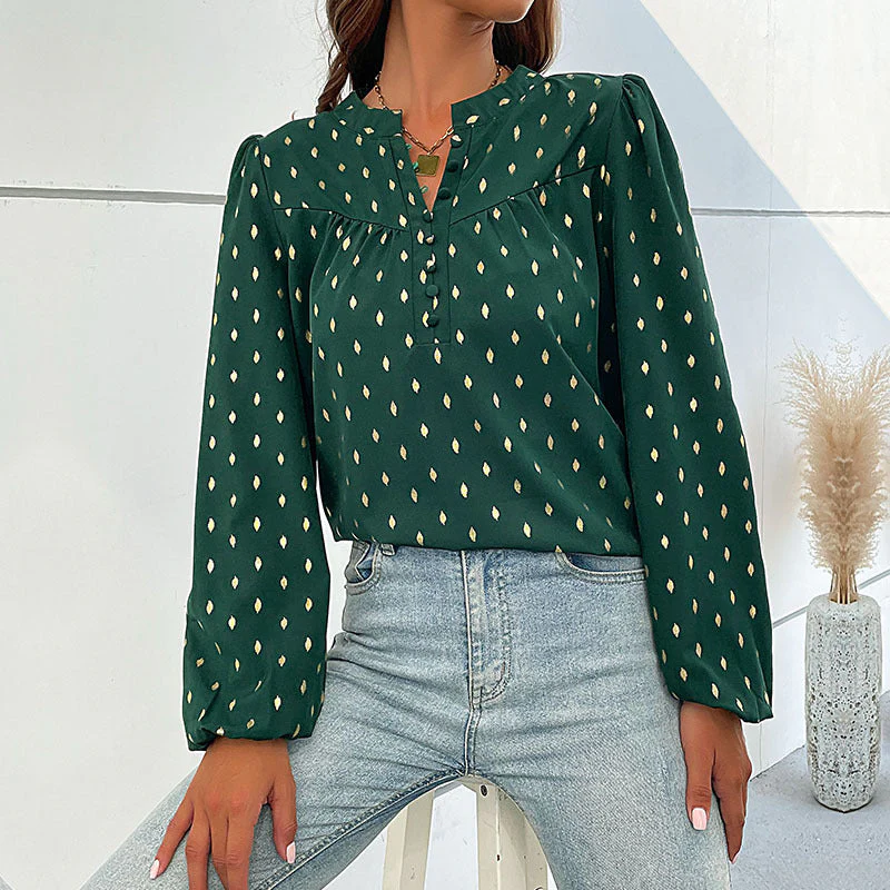 Damen Bluse mit Dekorativen Knöpfen und Eleganter Raffung Heidi-Mode - Image 3
