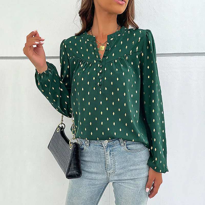 Damen Bluse mit Dekorativen Knöpfen und Eleganter Raffung Heidi-Mode - Image 6