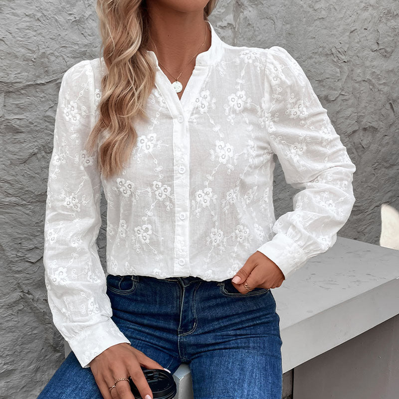 Damen Bluse mit Elegantem Floralem Lochmuster Heidi-Mode - Image 4