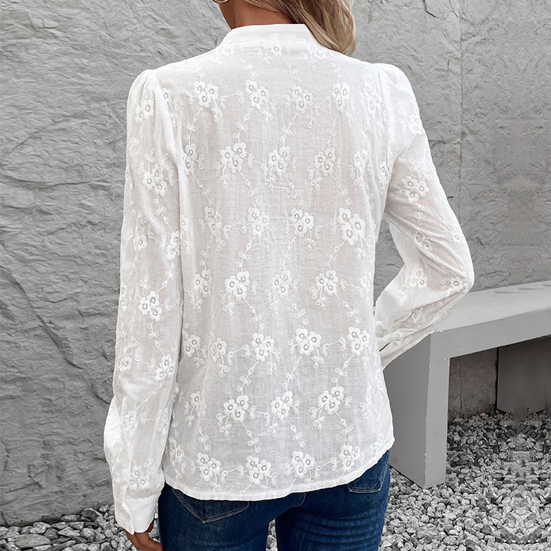 Damen Bluse mit Elegantem Floralem Lochmuster Heidi-Mode - Image 5