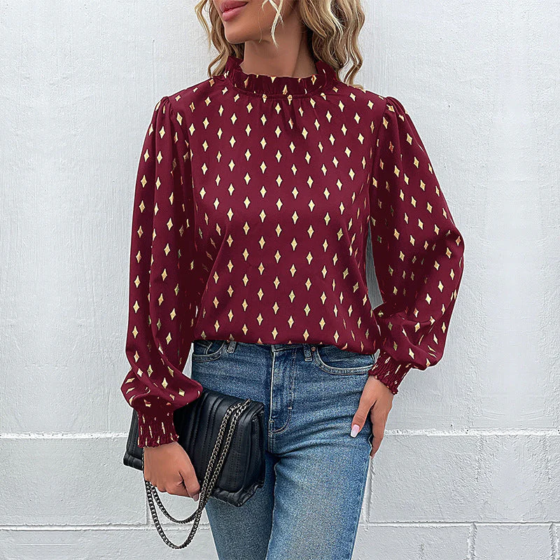 Damen Bluse mit Elegantem Kragen und Modischem Muster Heidi-Mode - Image 7