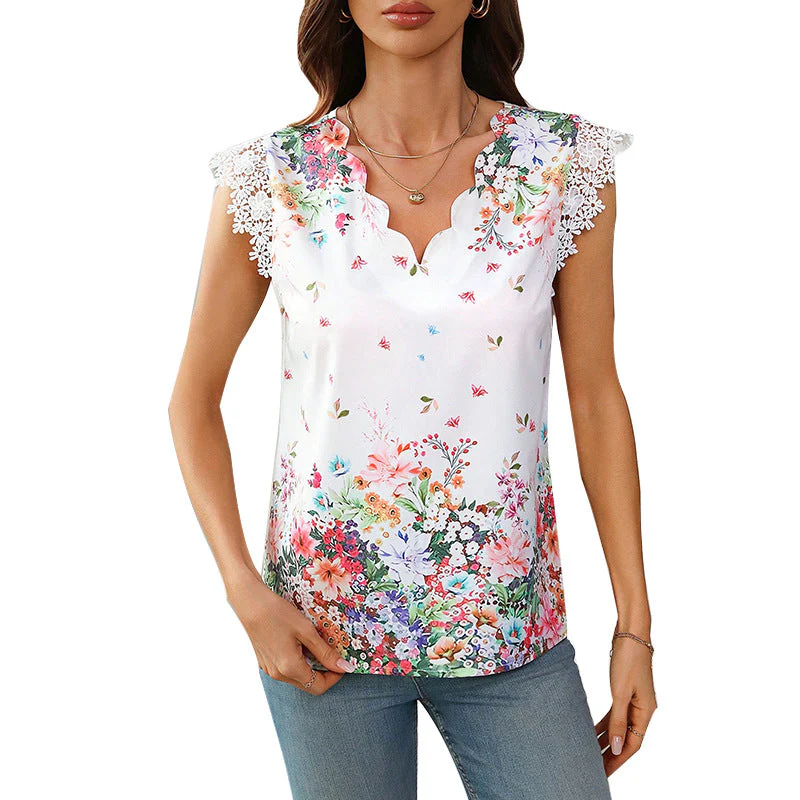 Damen Bluse mit Floralem Design und Elegantem Spitzenärmel Heidi-Mode - Image 5