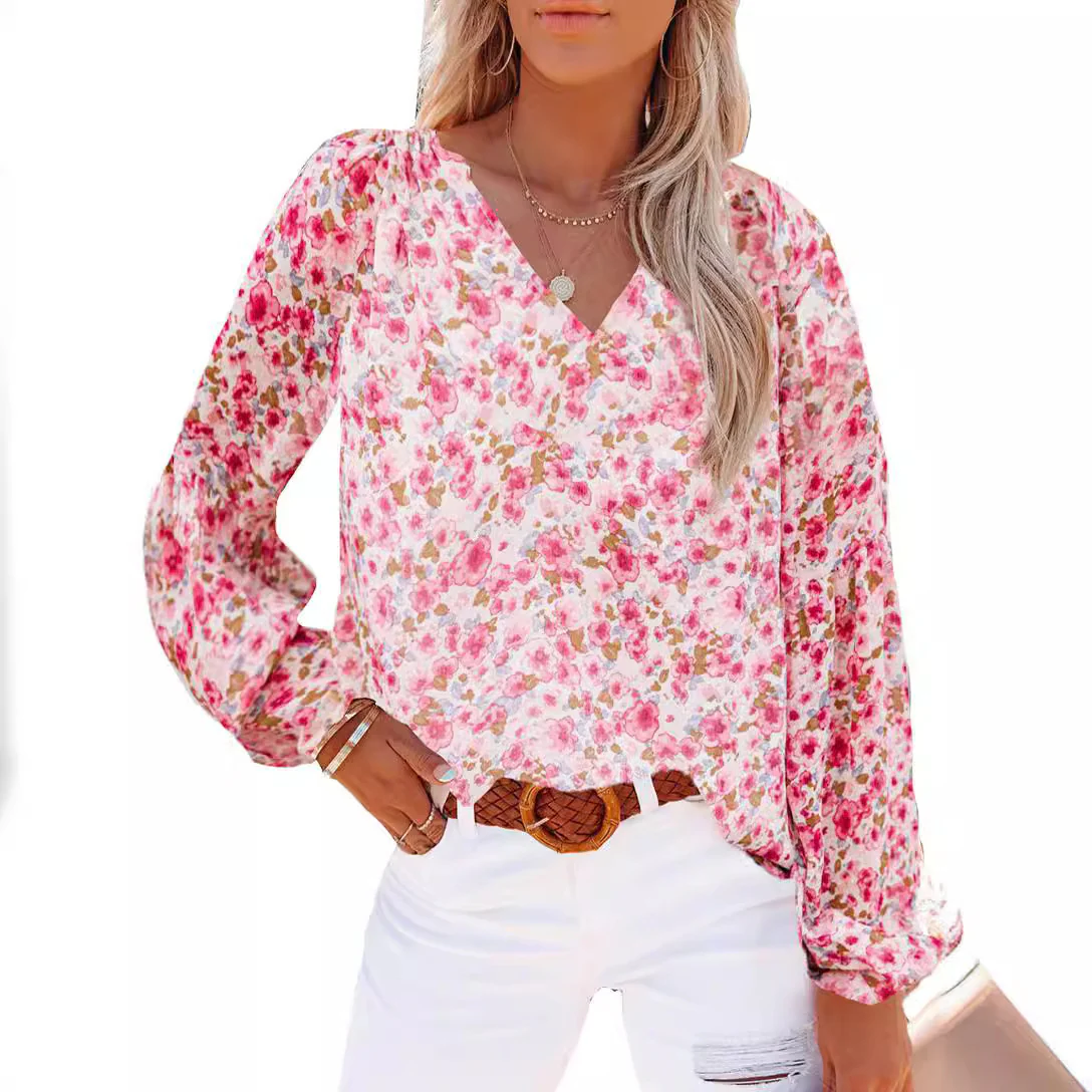 Damen Bluse mit floralen Mustern und V-Ausschnitt Heidi-Mode - Image 4