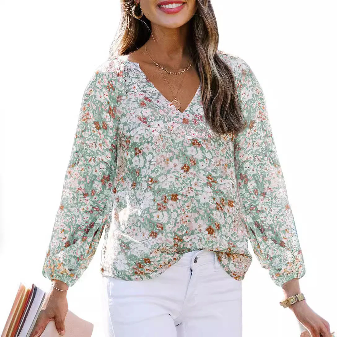 Damen Bluse mit floralen Mustern und V-Ausschnitt Heidi-Mode - Image 5