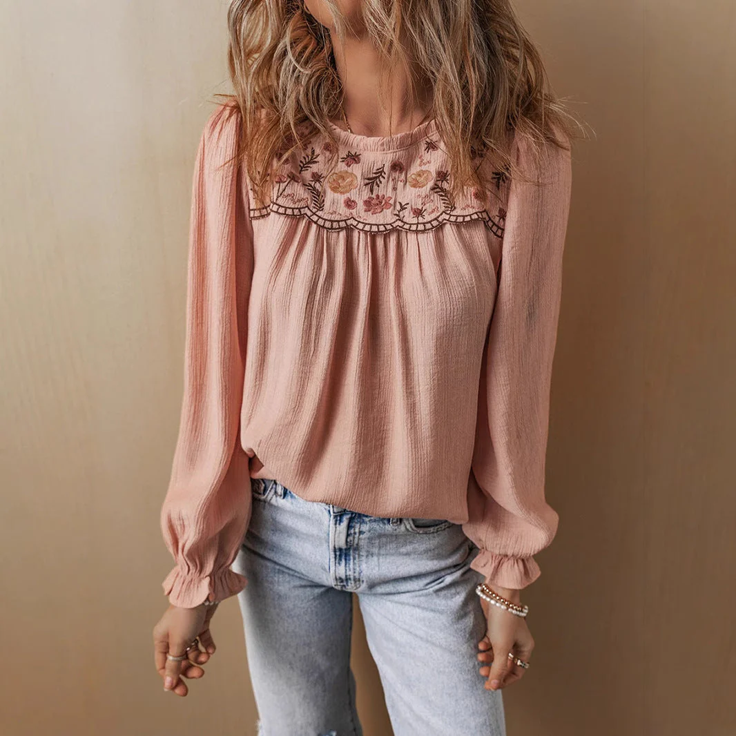 Damen Bluse mit Kunstvoller Stickerei und Lässigem Schnitt Heidi-Mode - Image 2