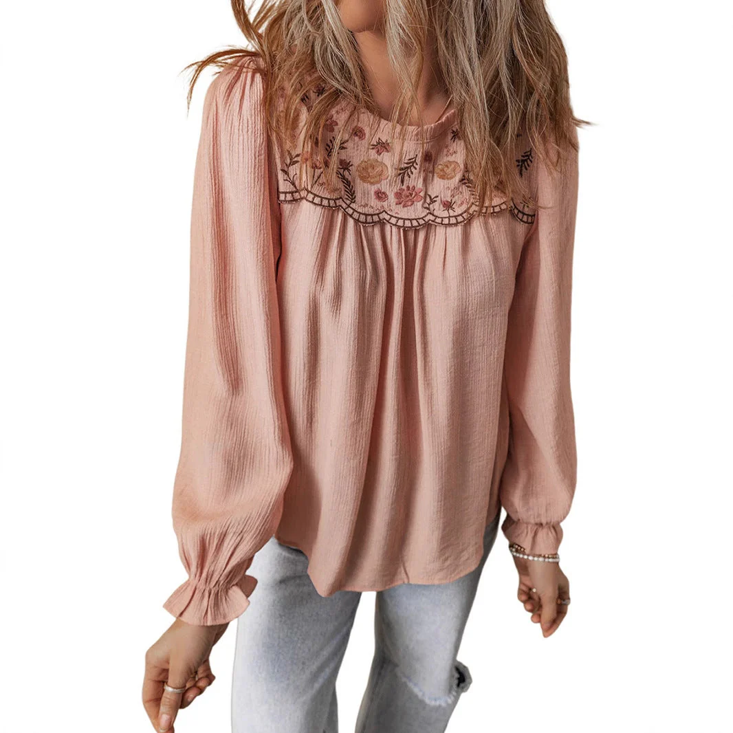 Damen Bluse mit Kunstvoller Stickerei und Lässigem Schnitt Heidi-Mode - Image 5