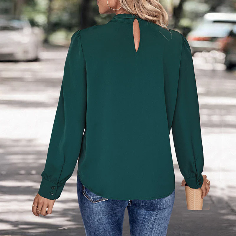 Damen Bluse mit Lässiger Eleganz und Dekorativen Falten Heidi-Mode - Image 4