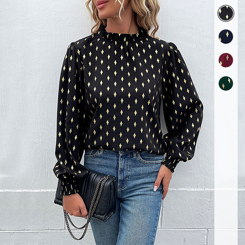 Damen Bluse mit luxuriösem Musterdruck und elegantem Stehkragen Heidi-Mode - Image 3