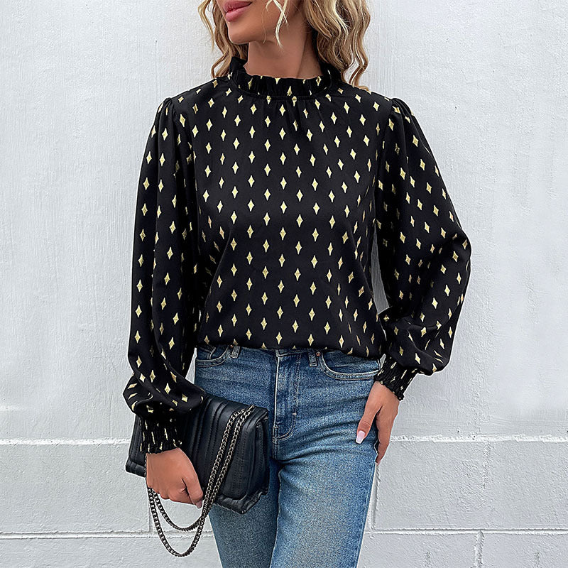 Damen Bluse mit luxuriösem Musterdruck und elegantem Stehkragen Heidi-Mode - Image 6