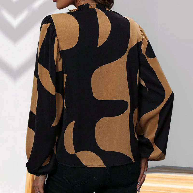 Damen Bluse mit Modischem V-Ausschnitt und Einzigartigem Muster Heidi-Mode - Image 4