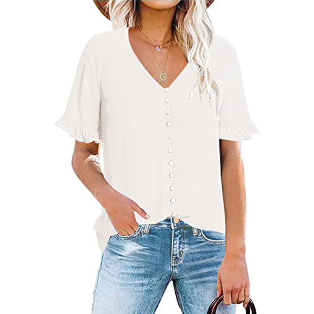 Damen Bluse mit Rüschendetails und Knopfleiste Heidi-Mode - Image 6
