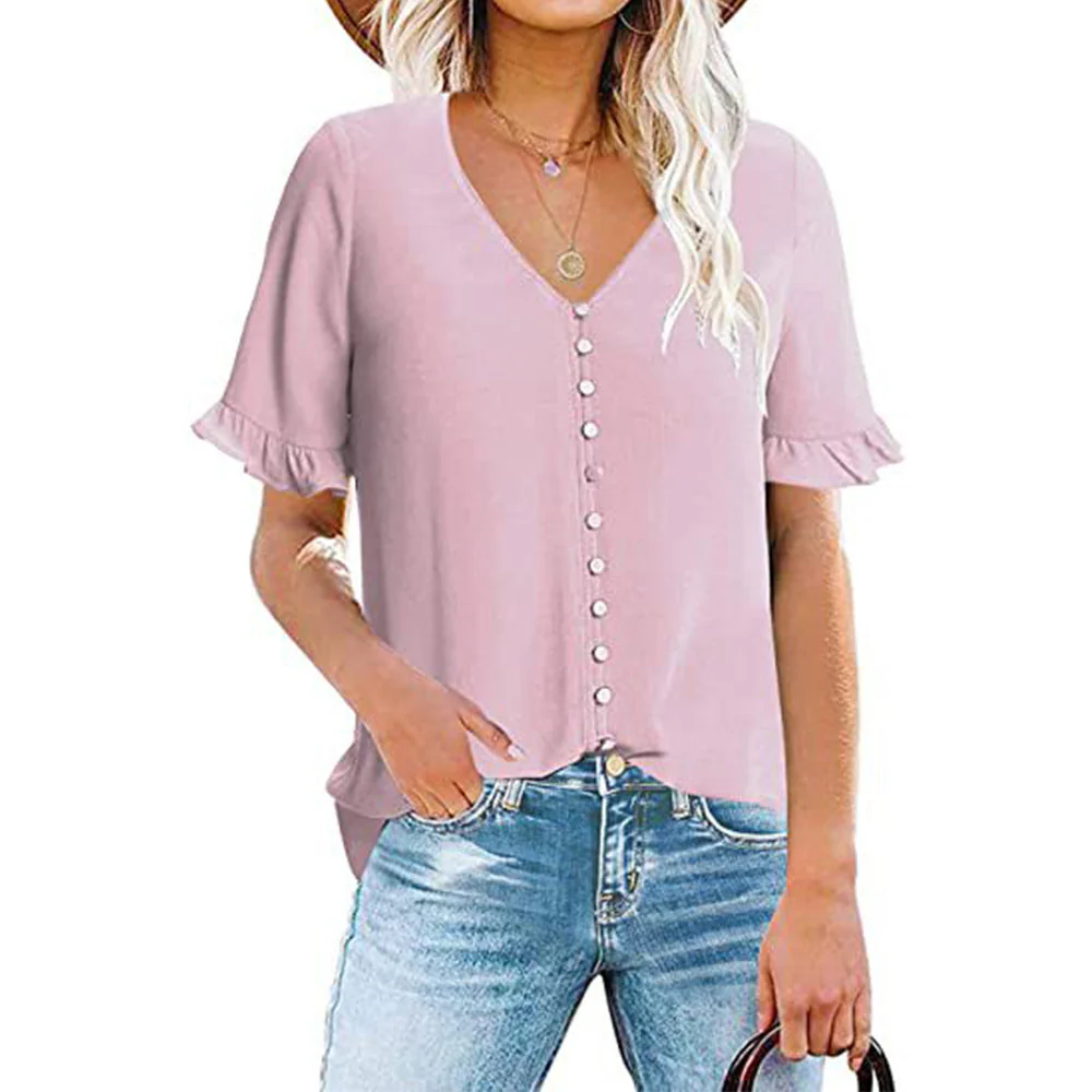 Damen Bluse mit Rüschendetails und Knopfleiste Heidi-Mode - Image 5