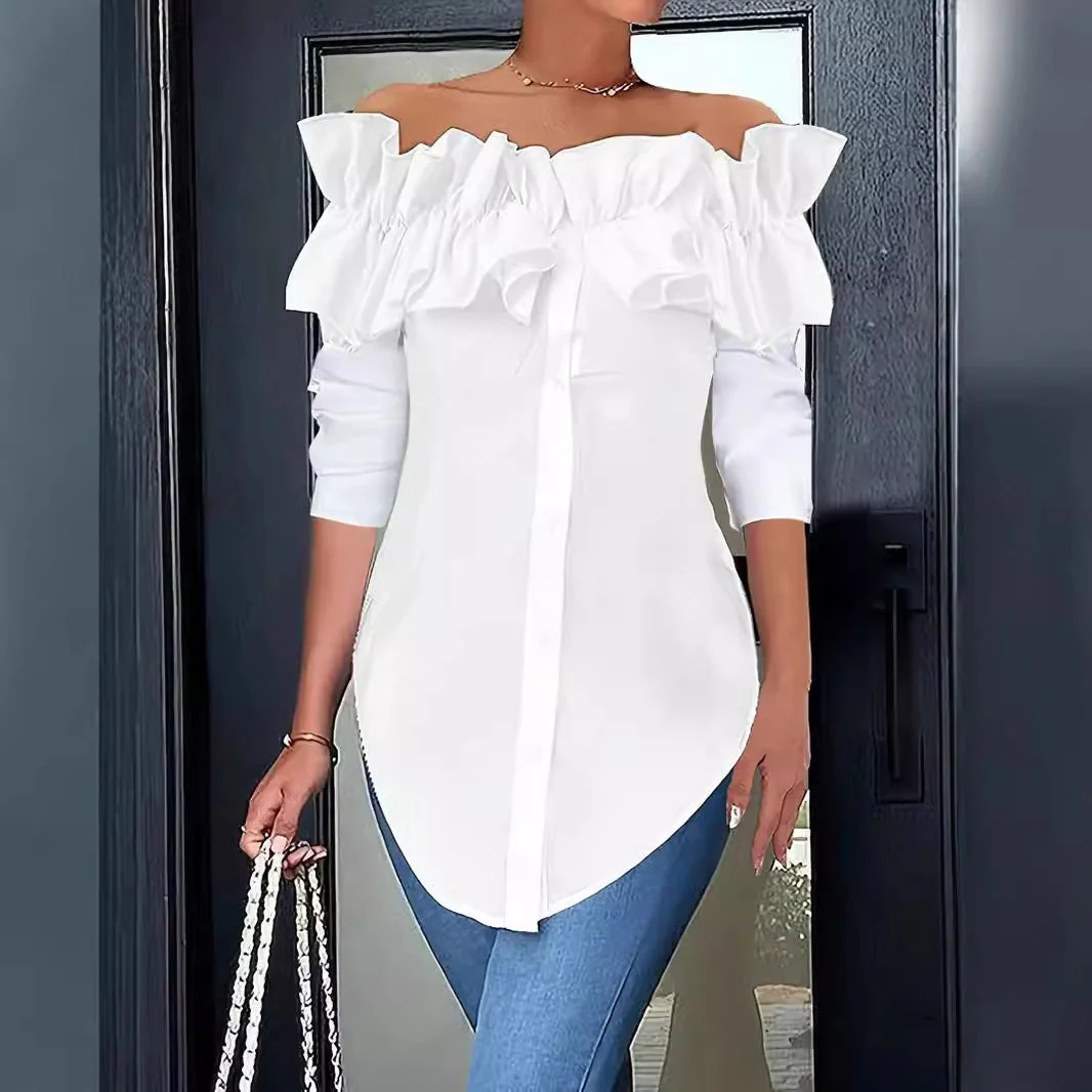 Damen Bluse mit Schulterfreiem Design und Voluminösen Rüschendetails Heidi-Mode - Image 2