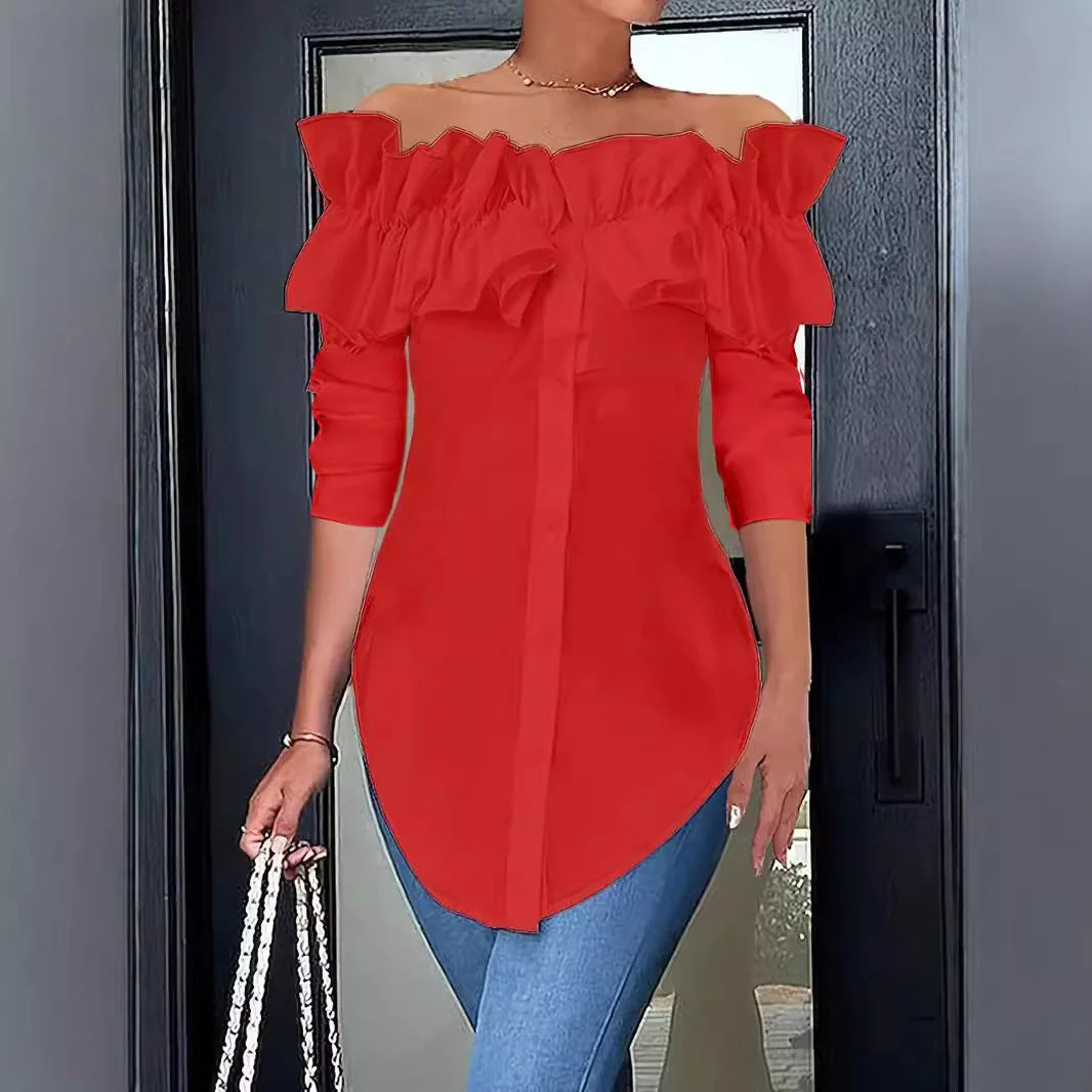Damen Bluse mit Schulterfreiem Design und Voluminösen Rüschendetails Heidi-Mode - Image 4