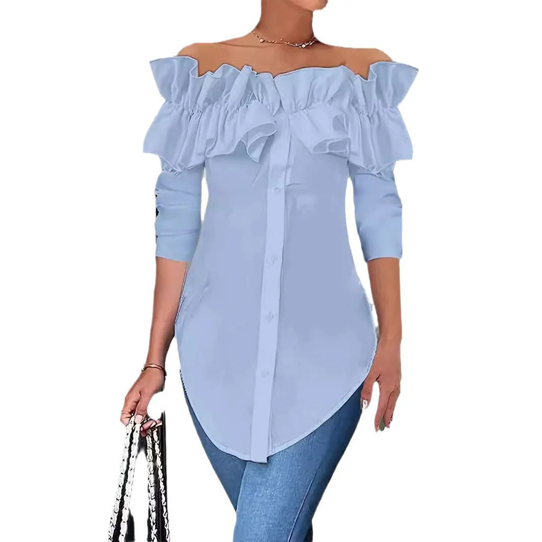 Damen Bluse mit Schulterfreiem Design und Voluminösen Rüschendetails Heidi-Mode - Image 5