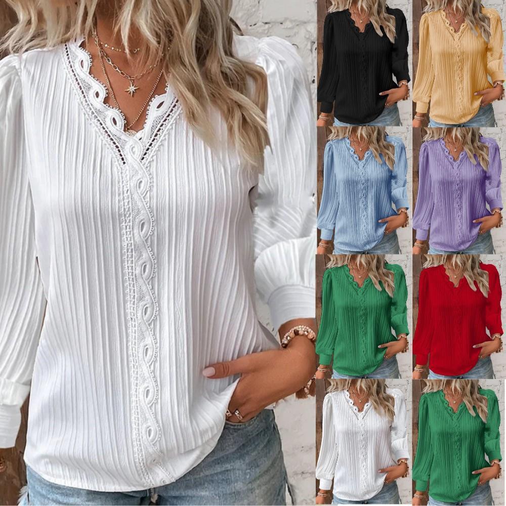 Damen Bluse mit strukturiertem Design und romantischen Spitzenakzenten Heidi-Mode