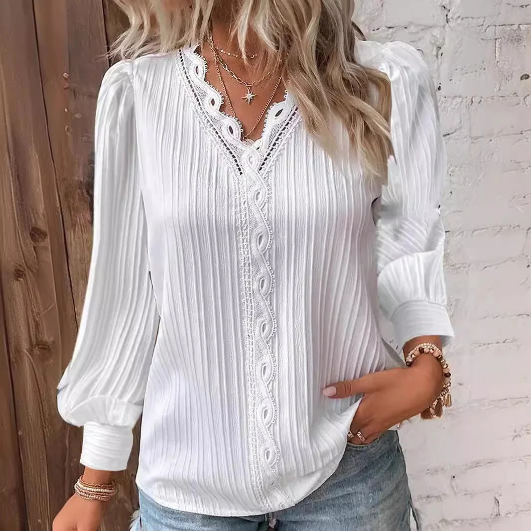 Damen Bluse mit strukturiertem Design und romantischen Spitzenakzenten Heidi-Mode - Image 3